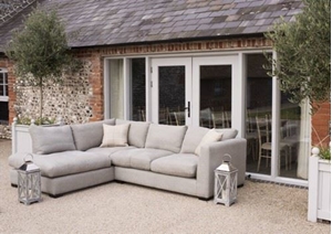 Wadenhoe Corner Sofa in Barra Plain Linen Steel