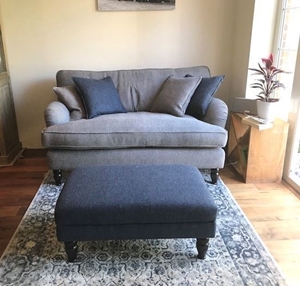 Customer Image: Alwinton Snuggler and Small Footstool in Ashfield Witton Dark Navy