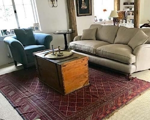 Customer Image: Alwinton 3 Seater Sofa in Waterford Stone with Clavering Chair in Filey Velvet Powder Grey