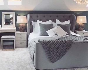 Customer Images: Rouen King High End Bed in Linara Greys