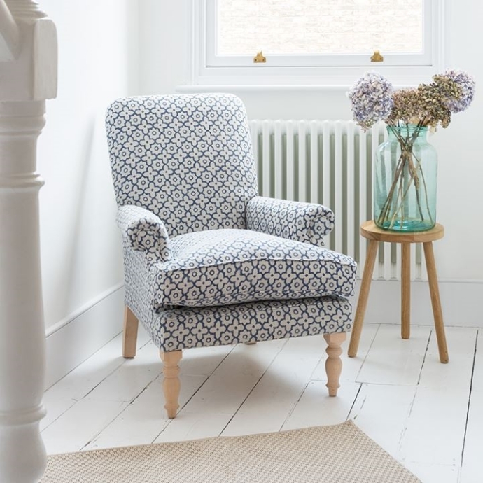 As Seen in Our Brochure: Thistle Chair in Indigo & Wills Moroccan Tile Indigo