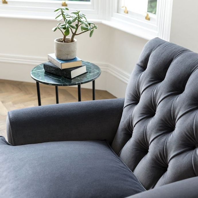 Grey velvet buttoned contemporary