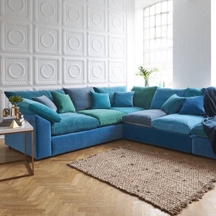 teal velvet corner sofa 