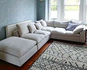 Big Softie corner sofa in Portland Brilliant Velvet Moonbeam