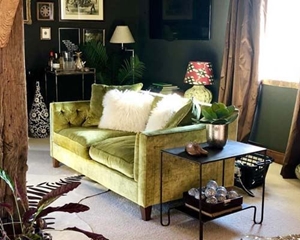 Haresfield 3 Seater Sofa in Crushed Velvet Lime