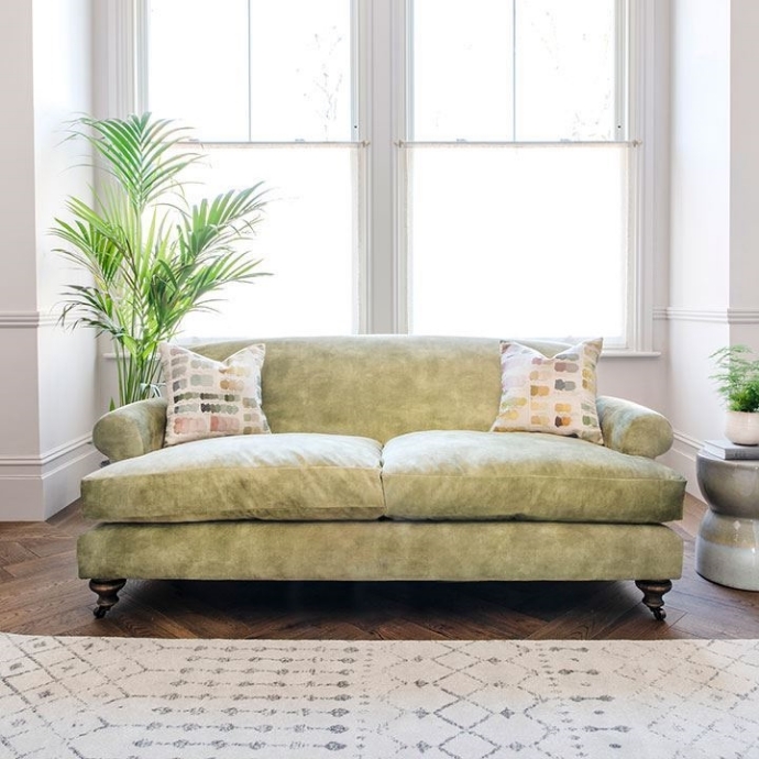 As Seen in Our Brochure: Hampton 3 Seater Sofa in Warwick  Lovely Velvet Celery