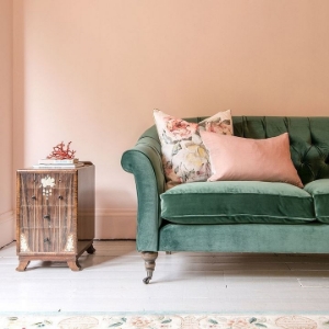 As Seen in Our Brochure: Abbotsbury 3 Seater Sofa  in Linwood Omega Velvet Teal