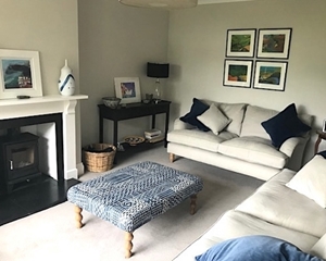 Customer Image: Alwinton 2 Seater Sofa in Linara Stucco & Porthallow Footstool in Willian Yoeward Khalana Marine