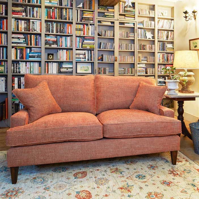 As Seen in Our Brochure January 2022: Ingleborough Large 3 Seater Sofa in Warwick Edinburgh Henna. Rugs supplied by Rugs of Petworth