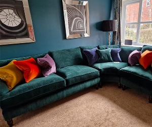 Customer Photos: Alwinton Large Corner Sofa in Textured Velvet Veridian