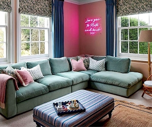 Customer Photos: Wadenhoe Corner Sofa in Ross Aquavelvet Celadon